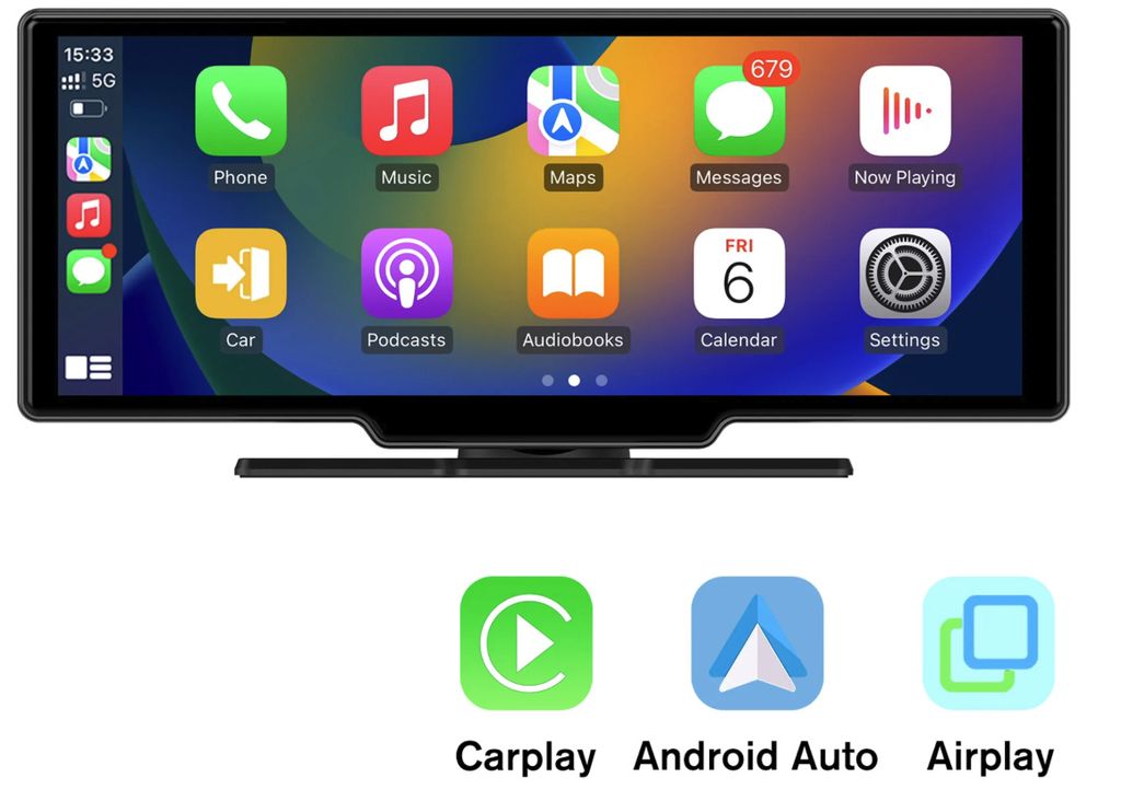 10.26"Tragbarer FM 1600*600 Autoradio 4K Dash Cam CarPlay Produktbild 