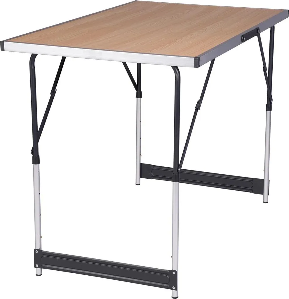 Table pliante de camping stable et réglable - Finition bois chêne clair