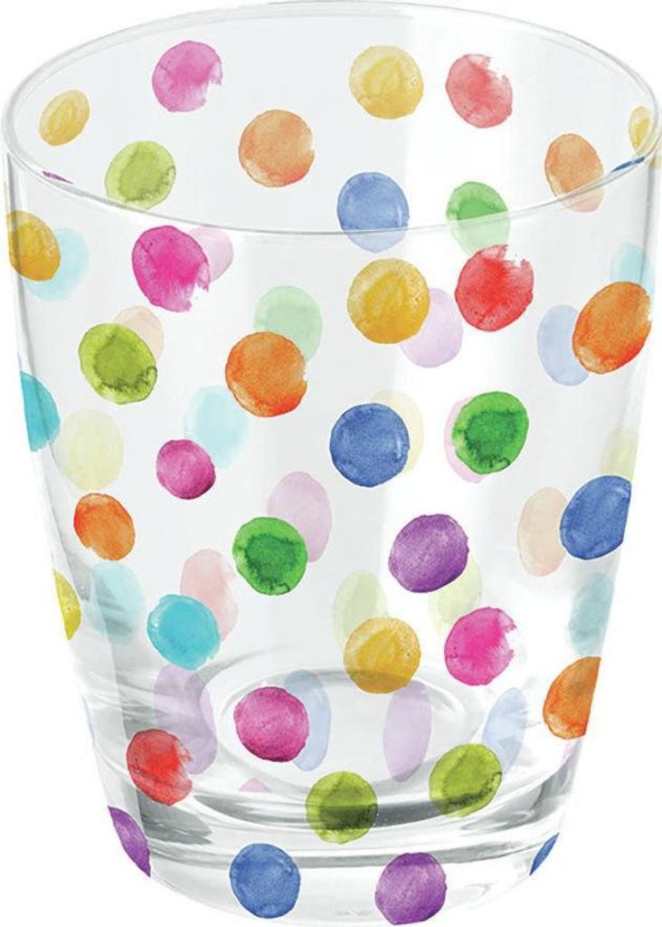 Wasserglas Ø 8 h 9 cm bunte Punkte Water glass 0.25 L Polka dots white