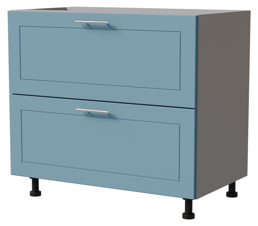 Schubladenunterschrank BARI 90x82cm lackiert Ausführung wählbar BA-D2 - 90,RAL 5024 pastellblau matt,grau,REJS Comfortbox (Vollauszug)