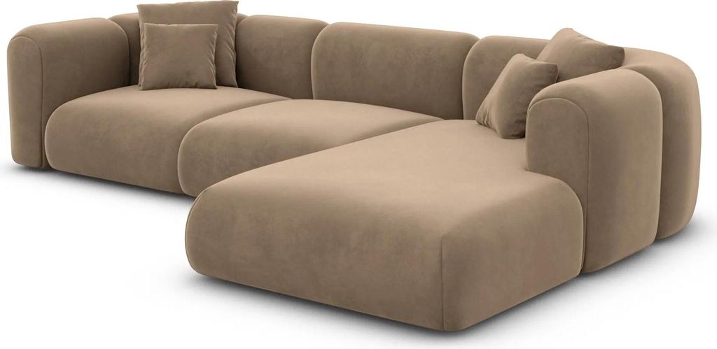 Samtstoff L-Form Sofa Belio Braun Rechts