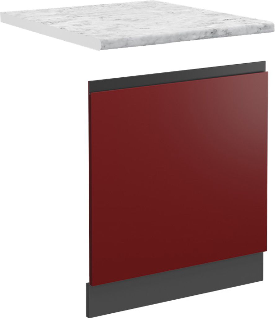 Frontblende Vicco R-Line Rot 60 cm J-Shape, AP Marmor, Model 47008