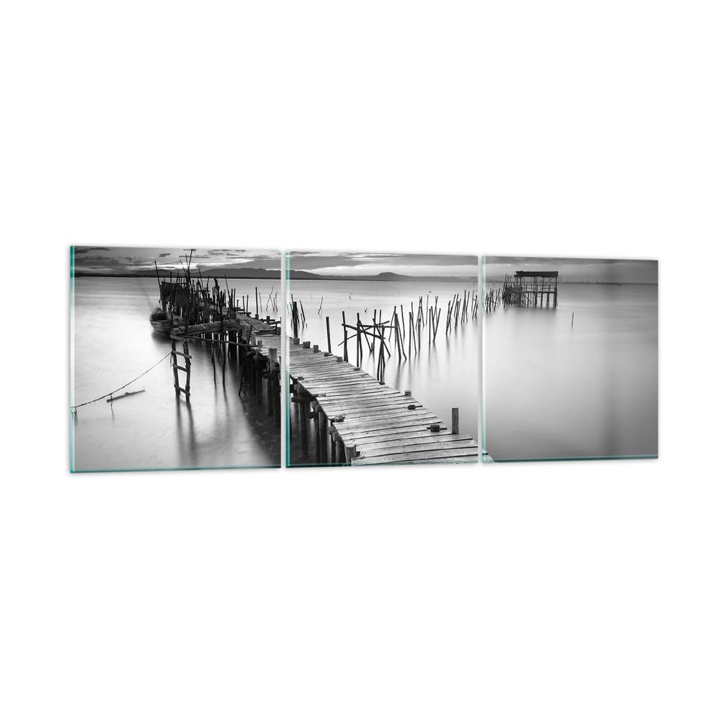 Bilder auf glas - Meer Brücke Landschaft Natur - 150x50cm - Glasbilder - Wandbilder - Kunstdruck - zum Aufhängen bereit - Wanddekoration aus Glas...