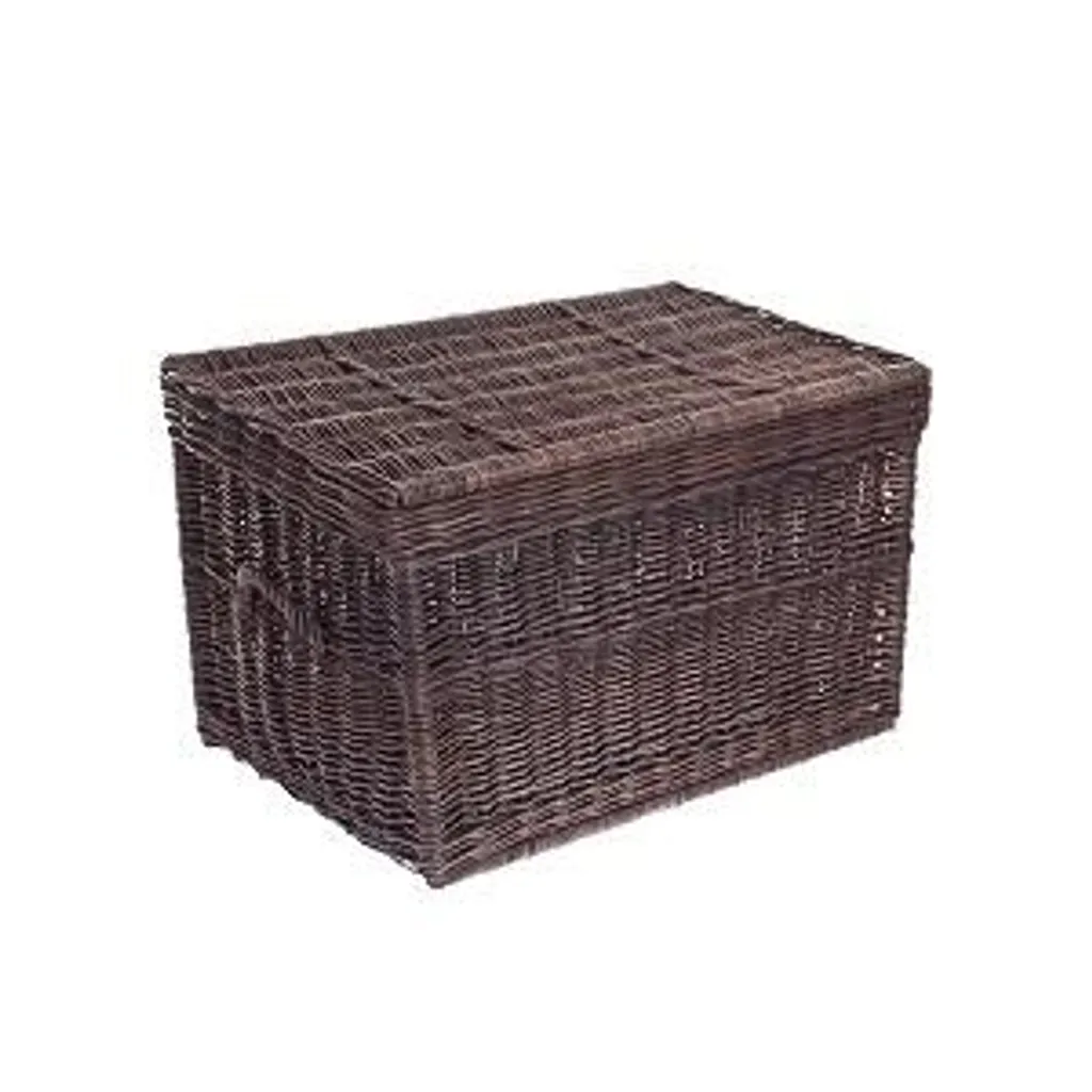 Coffre à linge en osier avec couvercle pour rangement chambre et salon