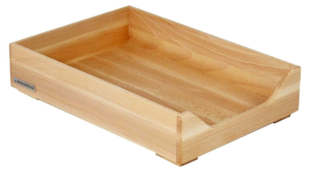 ECO Designer Briefablage Buche 35x24x8cm liegende Aufbewahrung im Holz Organizer für Ihren Schreibtisch zur Ablage von Dokumenten und Briefen