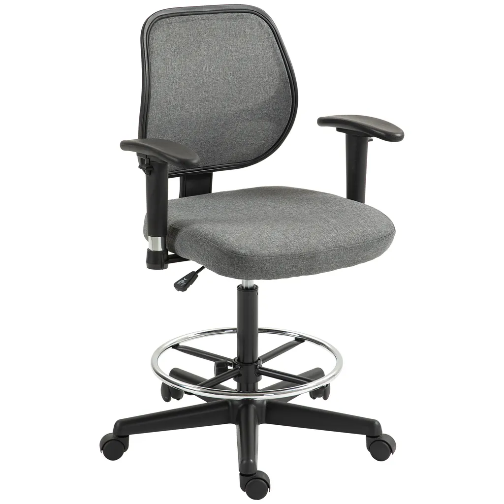 Chaise de bureau réglable en hauteur 97-119 cm avec accoudoirs coloris gris
