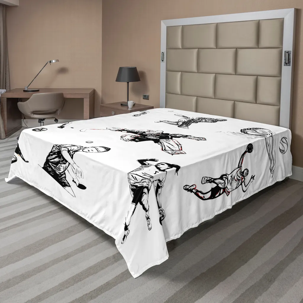 Drap plat sans plis motif sport olympique pour lit propre et rangé