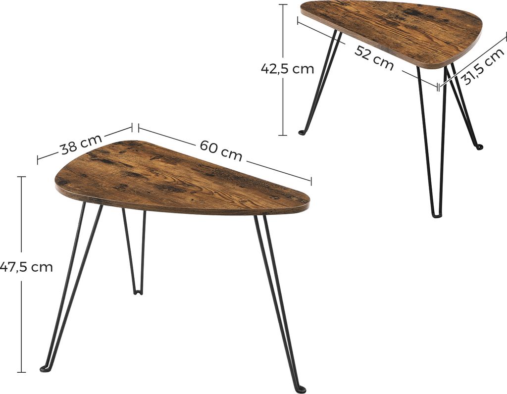 VASAGLE Beistelltische 2er Set dreieckig Couchtische, Produktbild 7