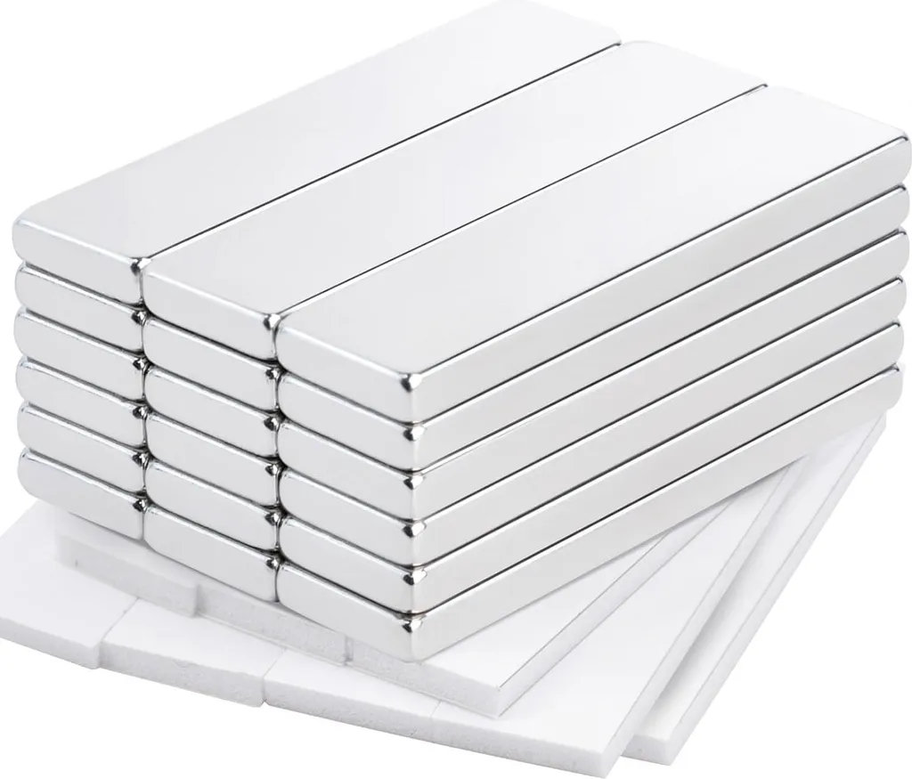 18 Aimants Néodyme Rectangulaires Autocollants - 40x10x3mm Extra Forts