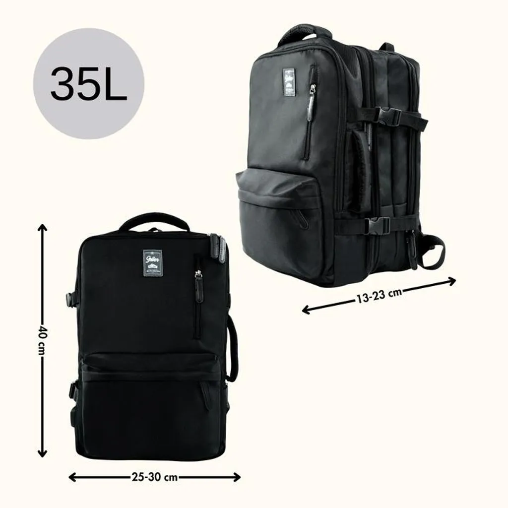 Sac à dos Solier noir imperméable et résistant modèle PLECAKFV06 original - 11