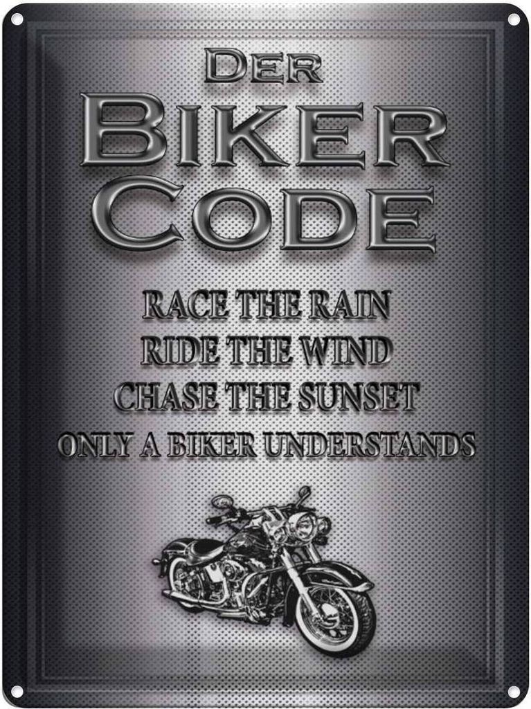 vianmo Blechschild 40x30 cm Motorrad Biker Code race the rain ride