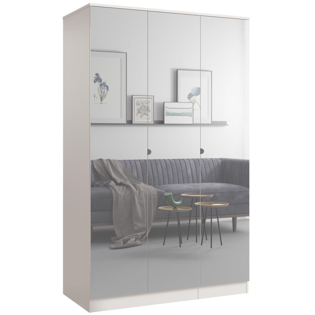 Kleiderschrank zum Schlafzimmer für Kleidung mit Spiegel, Höhe: 200cm, Breite: 120 cm, kaschmir