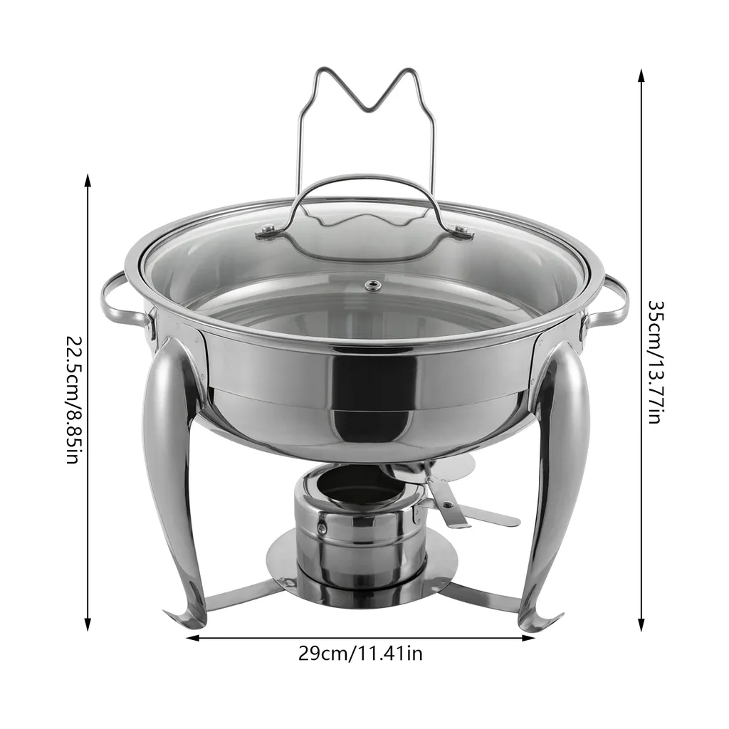 Chafing Dish en Acier Inoxydable Argent avec Couvercle de 4L - 2