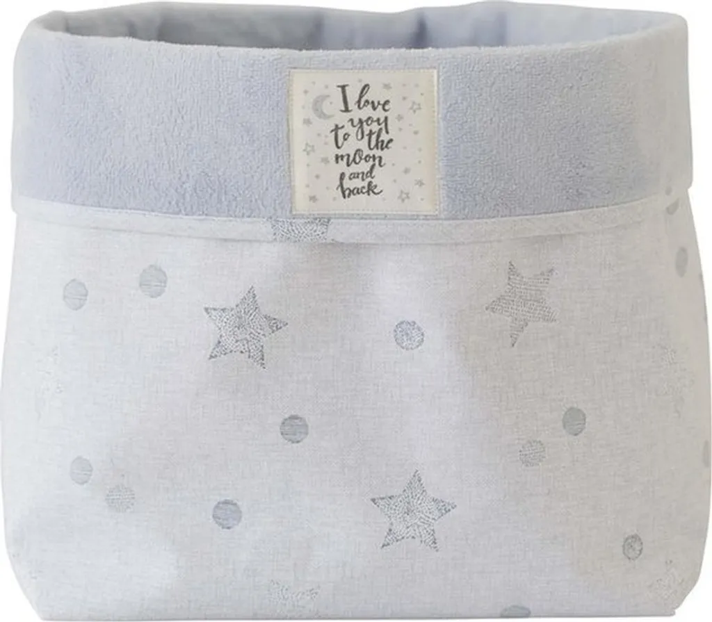 Panier Pericles gris à motif étoile 30 cm en coton pour nursery