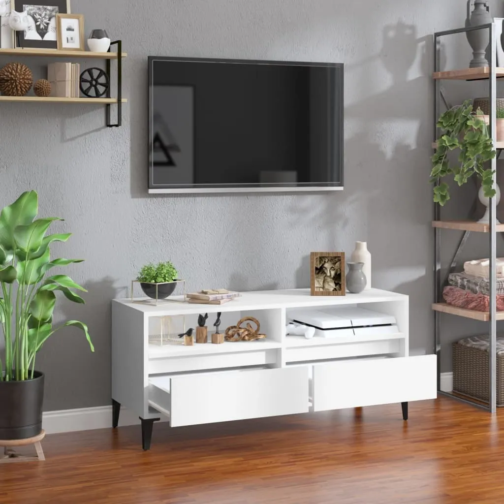 Mobile TV Bianco 100x34,5x44,5 cm - Supporto in Legno per Soggiorno