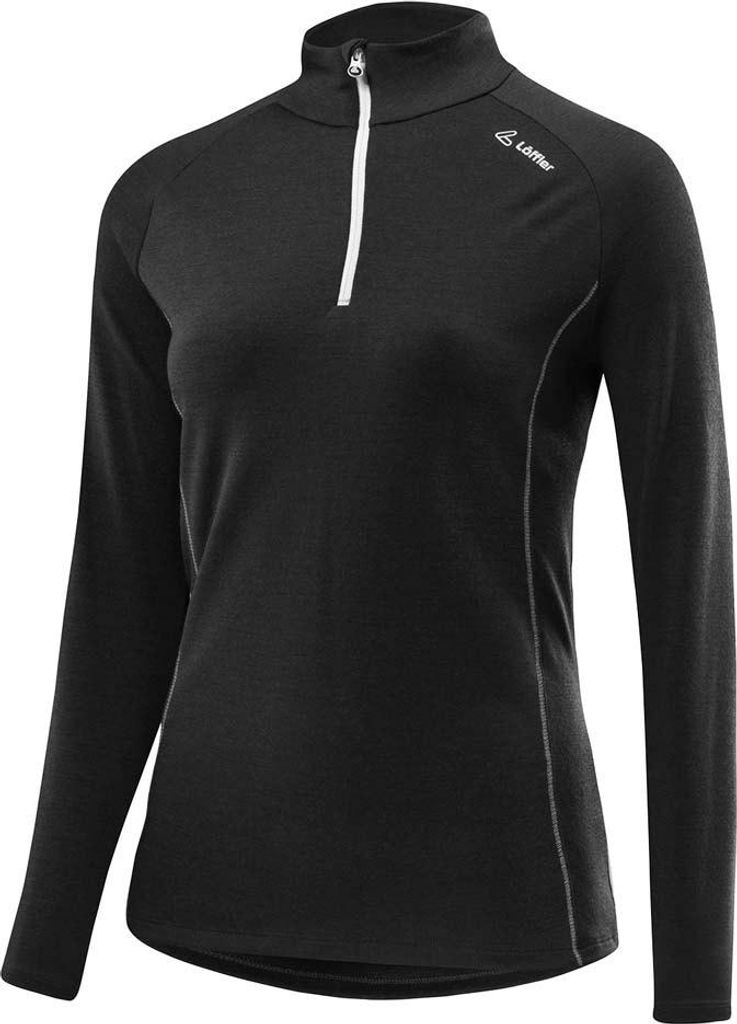 Loeffler Transtex Merino Halbreißverschluss-langarm-t-shirt Schwarz L Frau Schwarz L