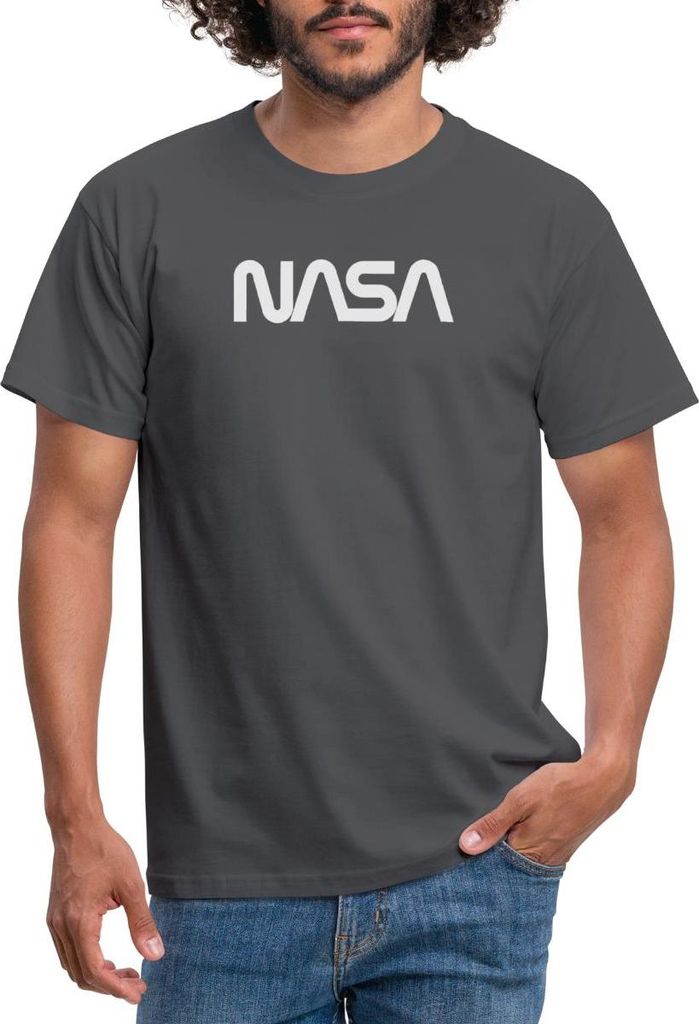 Spreadshirt NASA Logo Männer T-Shirt, S, Anthrazit