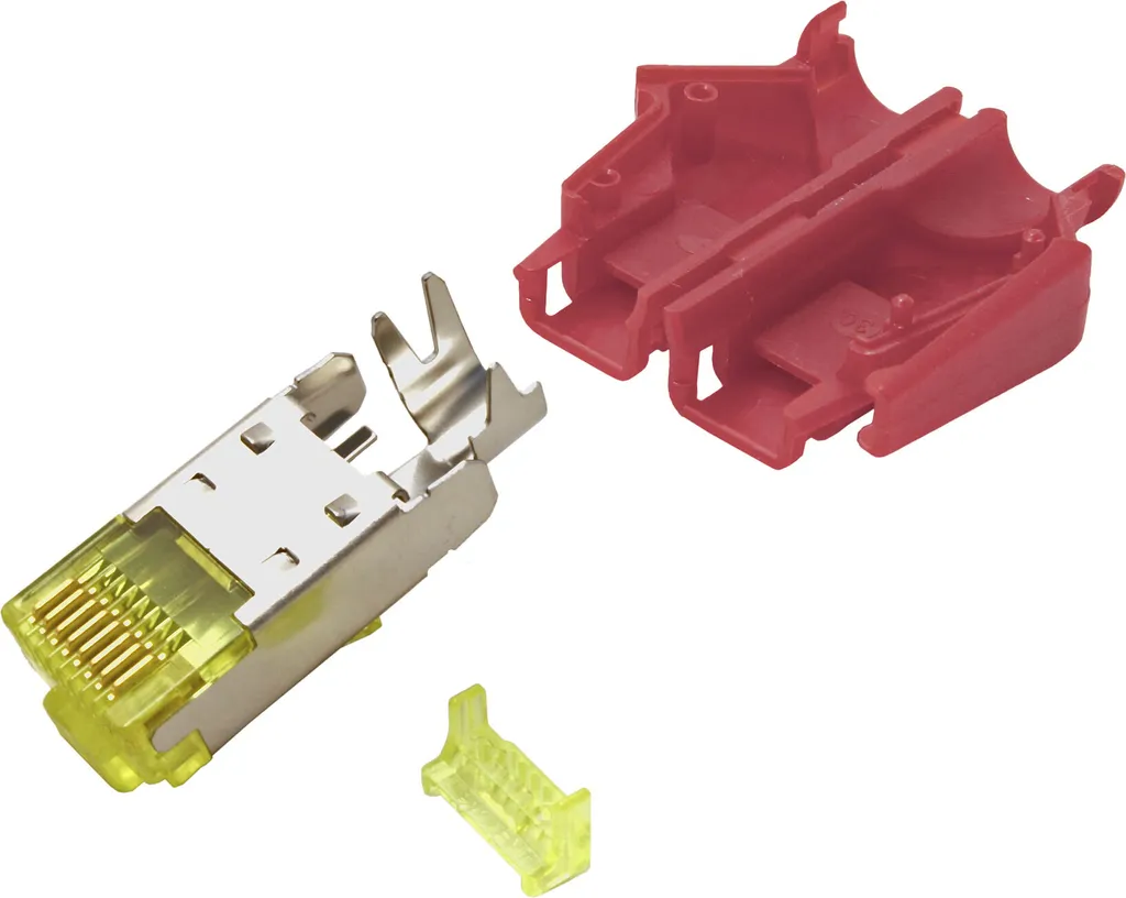 Connecteur RJ45 Cat 6a HIROSE TM31 blindé avec capuchon rouge 50pcs