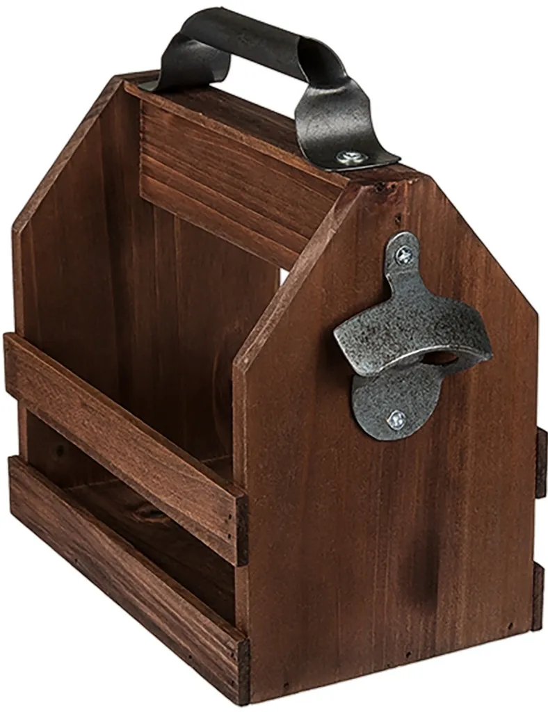 Portabottiglie Legno Chiaro con Apribottiglie Metallo - Stile Nordico - 3