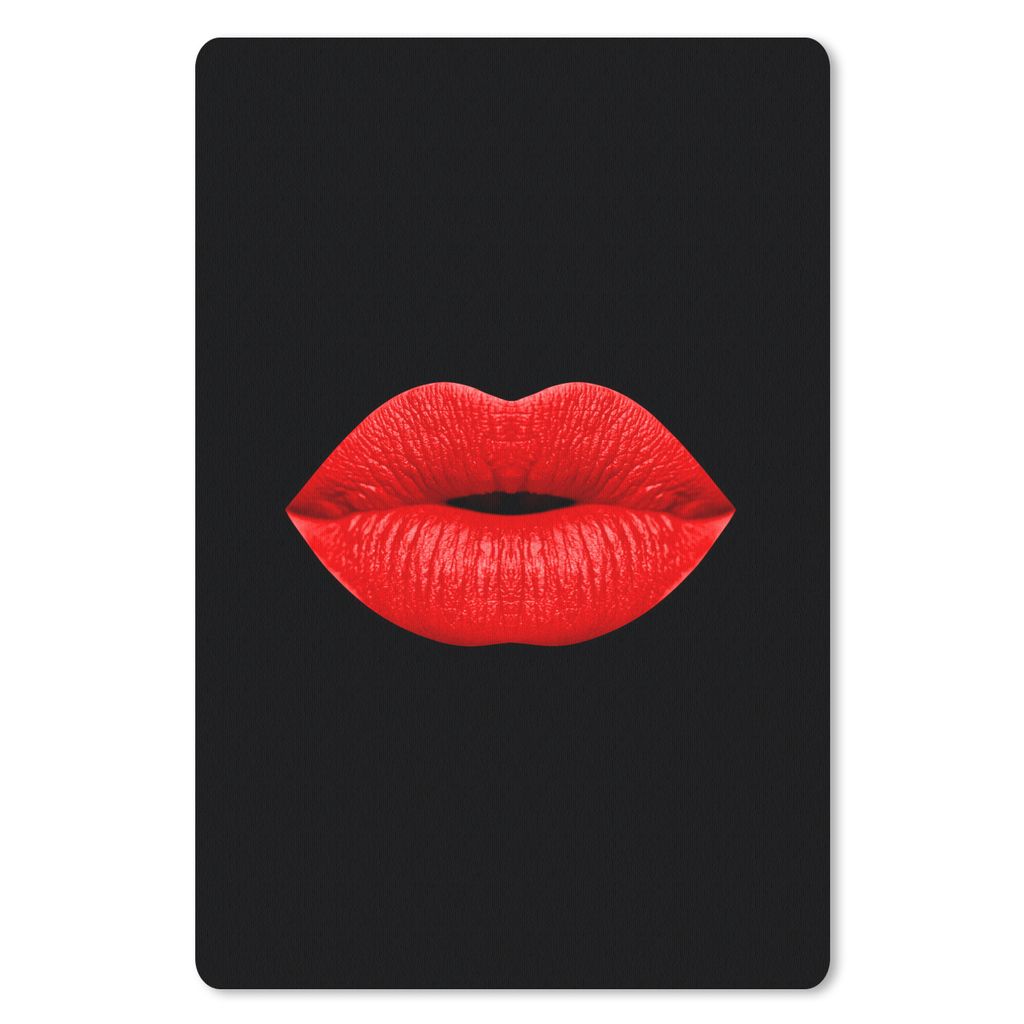 MuchoWow Mauspad Mousepad Lippen - Rot - Schwarz 18x27 cm - Mousepads - Maus Mat - Pad - Mausunterlage