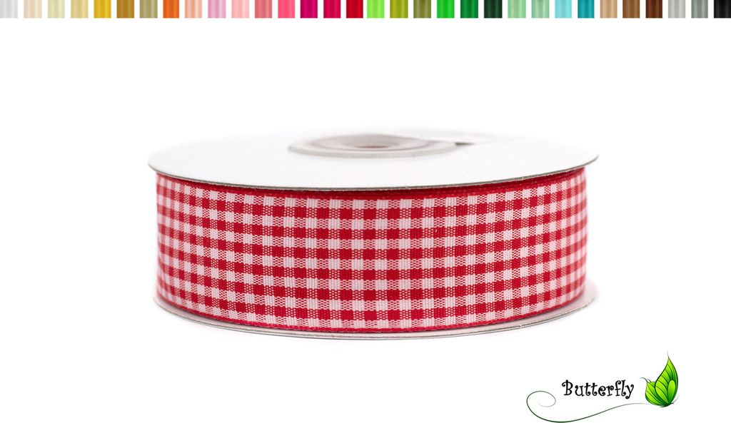Karoband 25mm, 20 Meter, Farbe:rot 250 Produktbild 