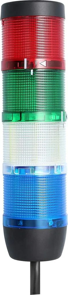 Colonna segnaletica STEX24 blu-bianca-verde-rossa, 70 mm, 24 V CA/CC, luce lampeggiante a LED, cavo 0,6 metri, SS70-OB4/24 117