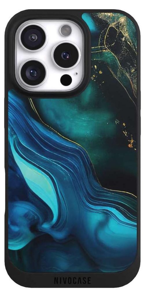 NIVOCASE Handyhülle für Apple iPhone 16 Pro Hülle NIVOpure Case Schwarz Art Farbverlauf Marmor
