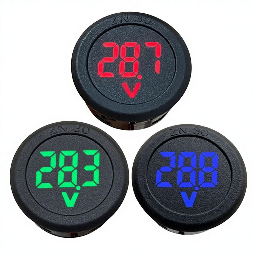 DC Digital Voltmeter 4‑100V, runde LED Spannungsanzeige, 30 Produktbild 