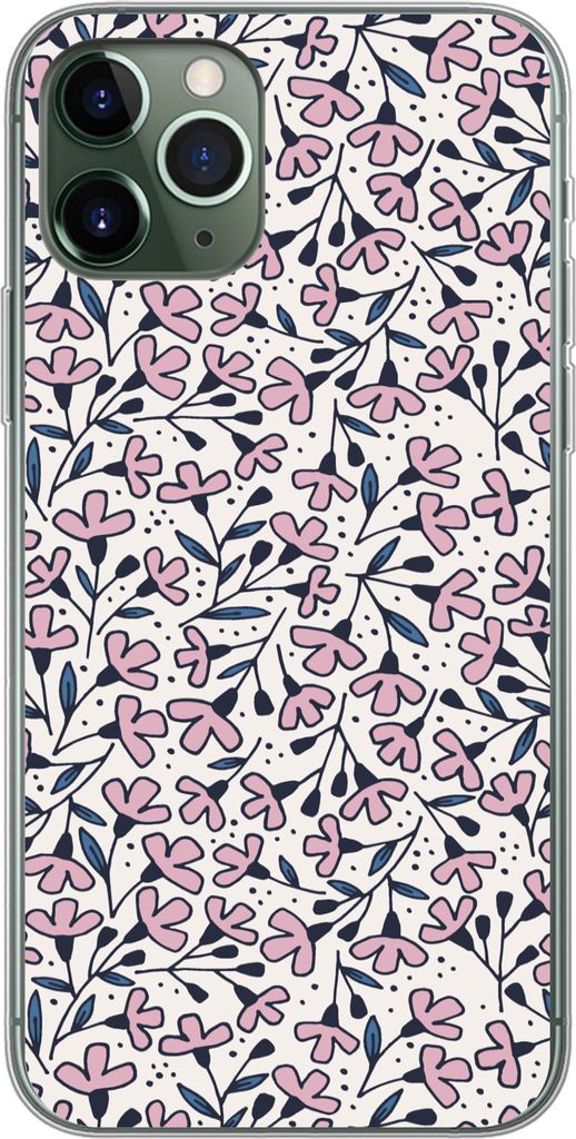 MuchoWow Handyhülle Schutzhülle Hülle für Telefoonhoesje iPhone 11 Pro Mädchen - Blumen - Rosa - Muster - Mädchen - Kinder - Mädchen Silik...