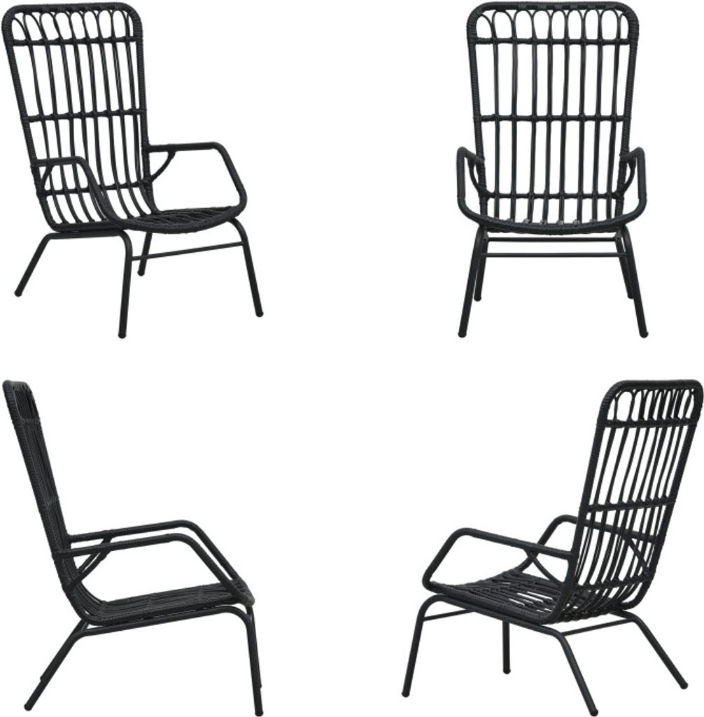 vidaXL Gartenstuhl Poly Rattan Schwarz - Gartenstuhl - Gartenstühle - Stuhl - Stühle