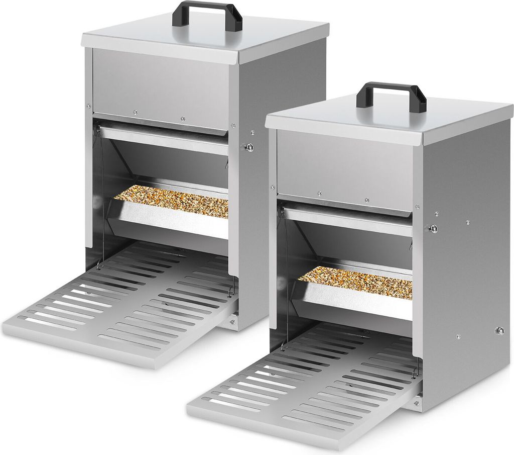 Jopassy 2x Futterautomat Hühner mit Trittklappe – Produktbild 