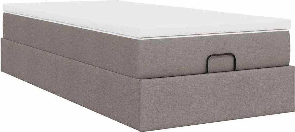 Ottoman-Bett mit Matratze Taupe 90x190 cm Stoff