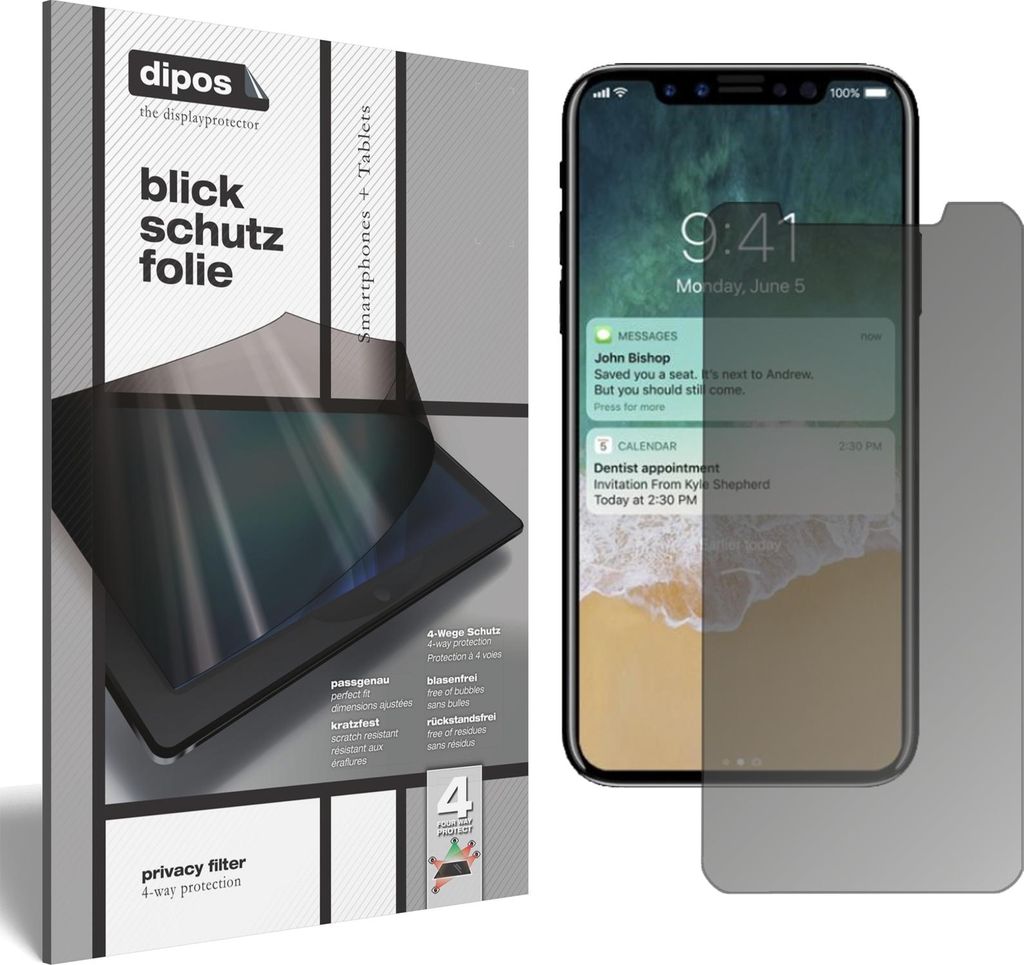 NBR dipos Blickschutzfolie Apple iPhone X