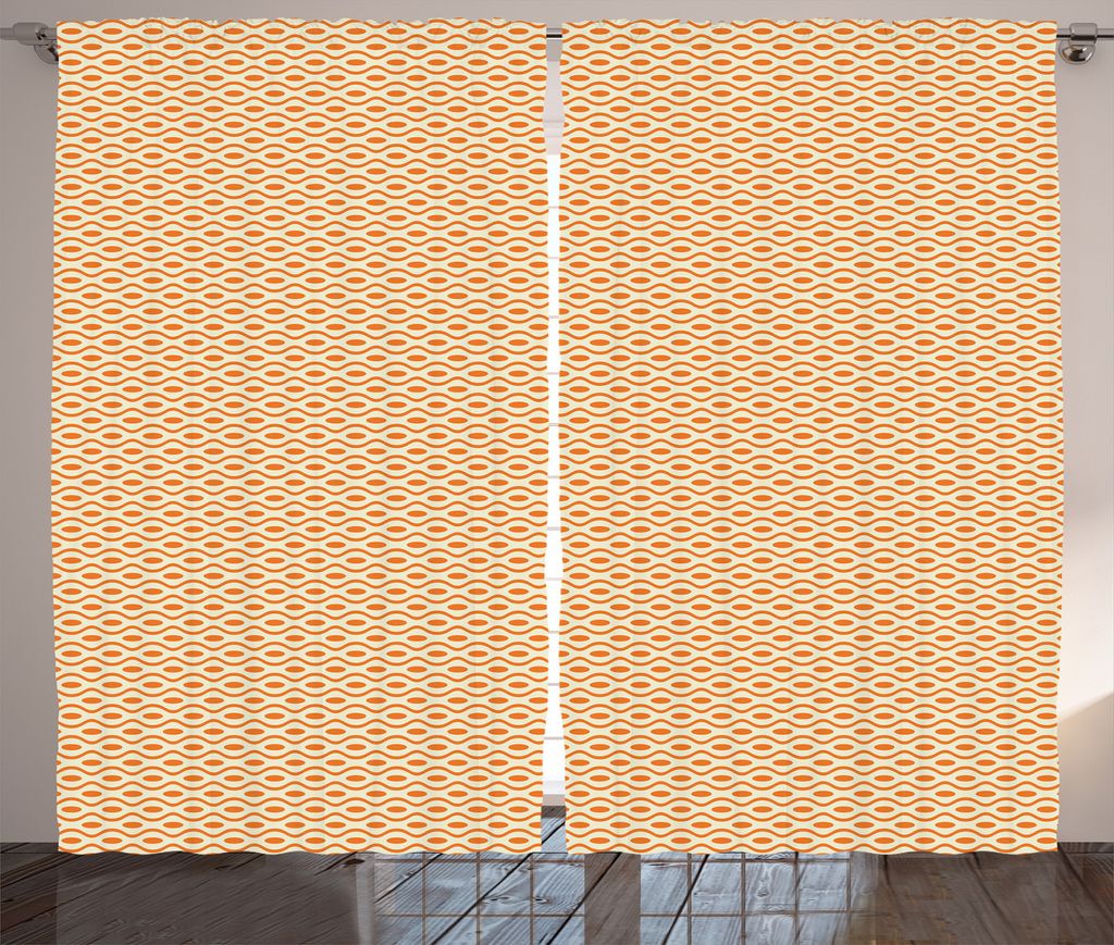 ABAKUHAUS Jahrgang Rustikaler Vorhang, Wellenförmiges elliptisches Muster, Wohnzimmer Universalband Gardinen mit Schlaufen und Haken, 280 x 225 cm...