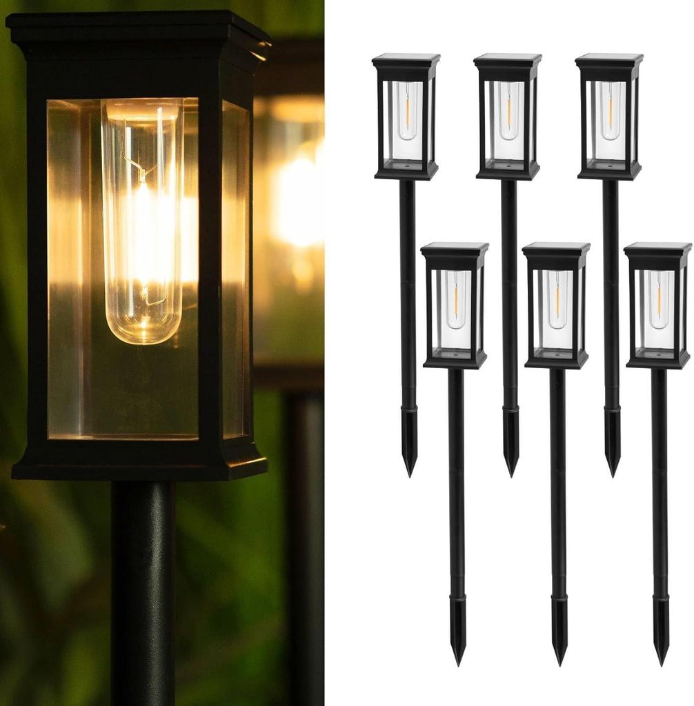 LUMILED 6 Stück Solarlampen für Außen Garten Solarleuchten mit Helle Wolfram Warmweiß Licht IP44 Solar Gartenleuchte Deko für Terrasse Pfad Ra...