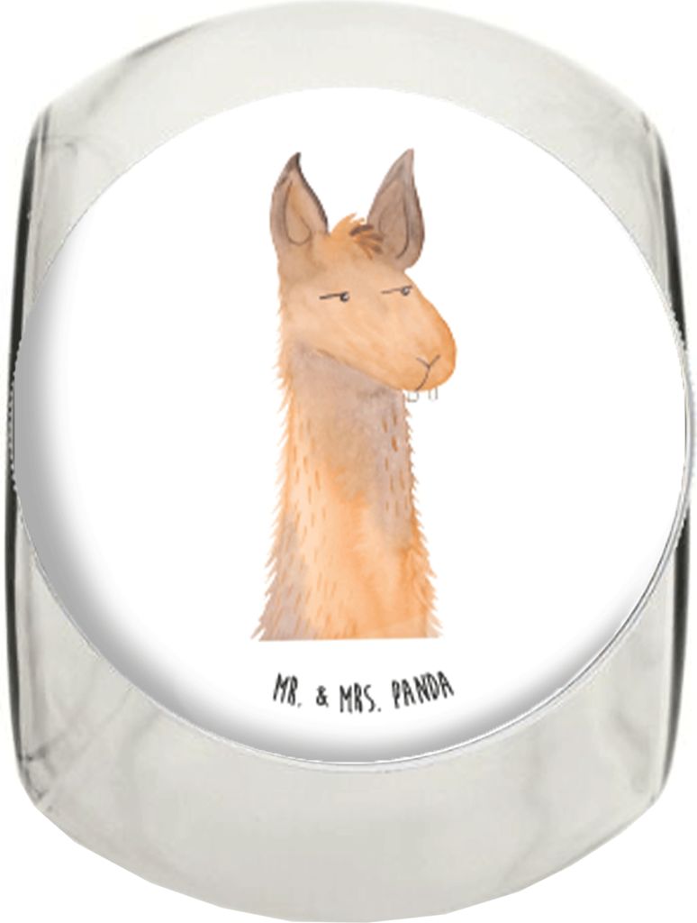 Mr. & Mrs. Panda Frischhaltedose Lamakopf Genervt L 870ml - Weiß - Geschenk, Bonboniere, Vorratsdose, Lama, keksdose glas, Beste Freundin, Kaffeed...