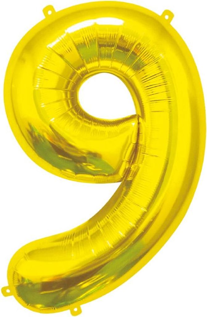 XL Folienballon Zahl 9 gold 85 cm