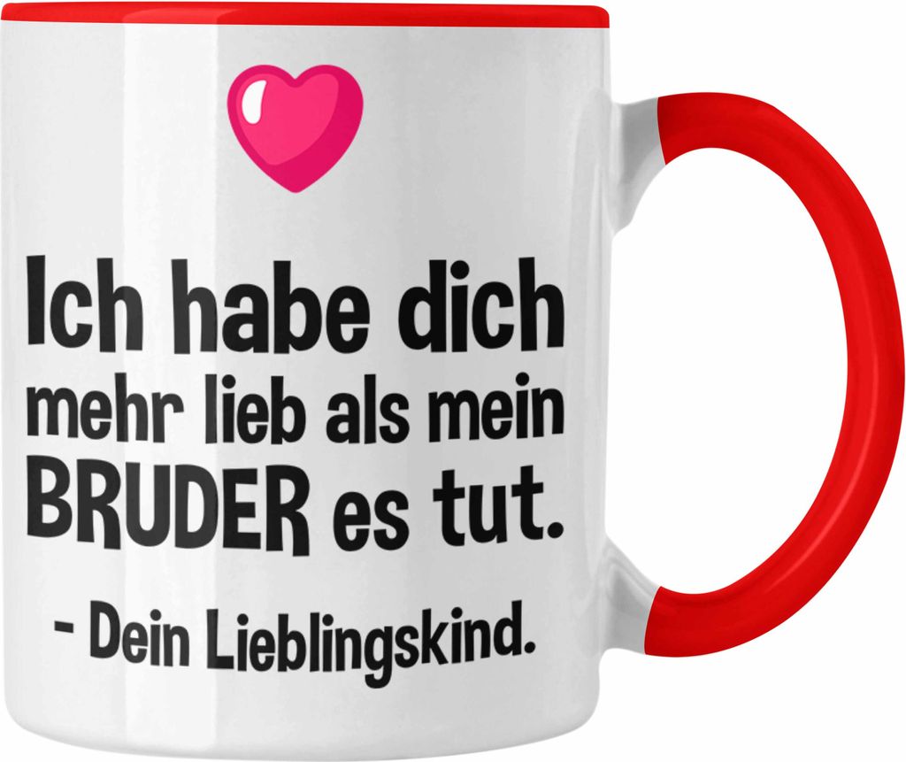 Trendation - Lieblingskind Muttertag Vatertag Tasse Geschenk von Kinder Sohn Tochter Mama Tasse mit Spruch (Rot)