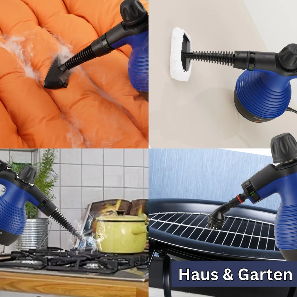 Pulitore a vapore portatile Sommertal SC350 - Pulitore a vapore portatile compatto per tutto: mobili imbottiti, piastrelle, pavimenti, ecc. - Pulitore a vapore con serbatoio da 350 ml, vapore a 110°C, pressione di 3 bar - 4