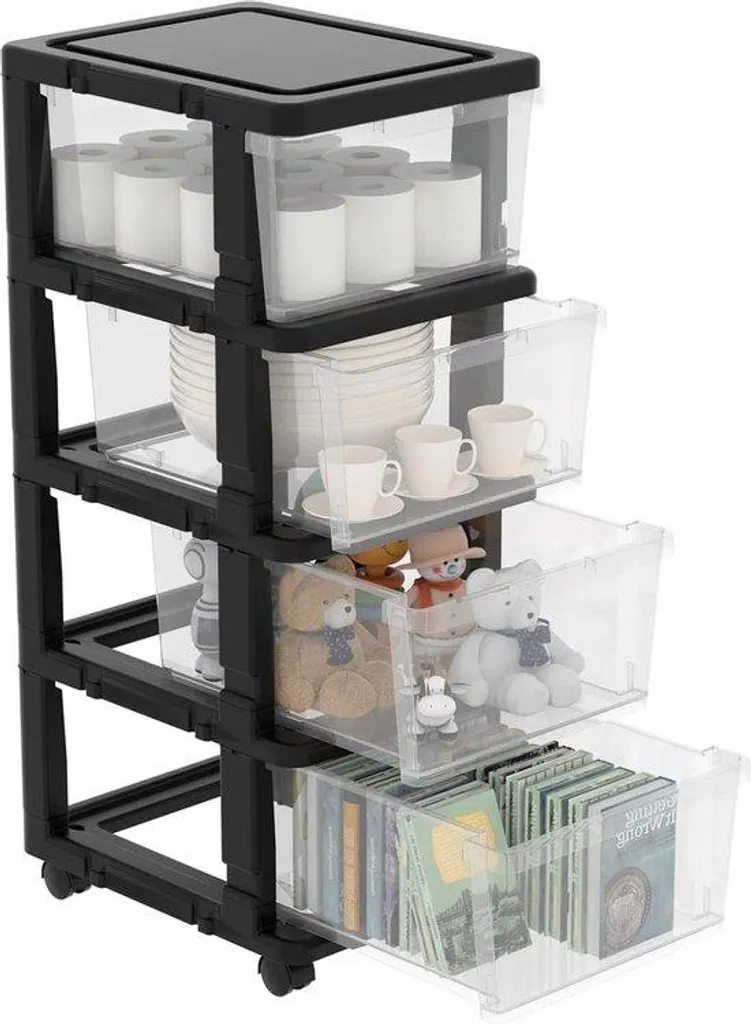 Rangement de chambre gain de place avec casiers amovibles en plastique