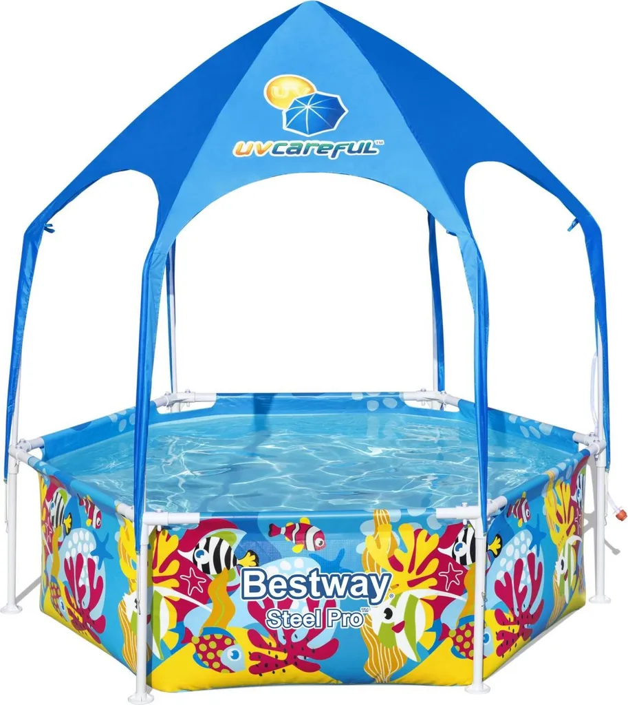 Piscine de jardin pour enfants avec auvent de protection 183 x 51 cm