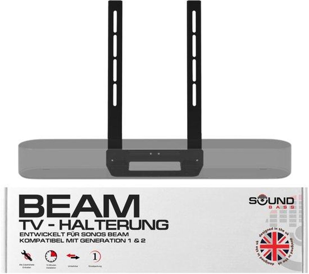 TV-Beugel für Sonos Beam, Schwarz, komplettes Hardware-Kit, Soundbar-Beugel
