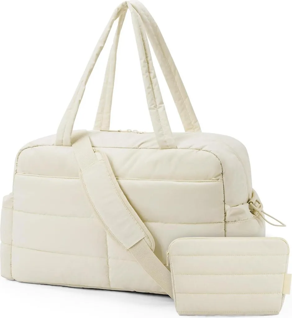 Bagsmart Borsa Donna 31L Beige: Palestra, Lavoro e Viaggio in Uno