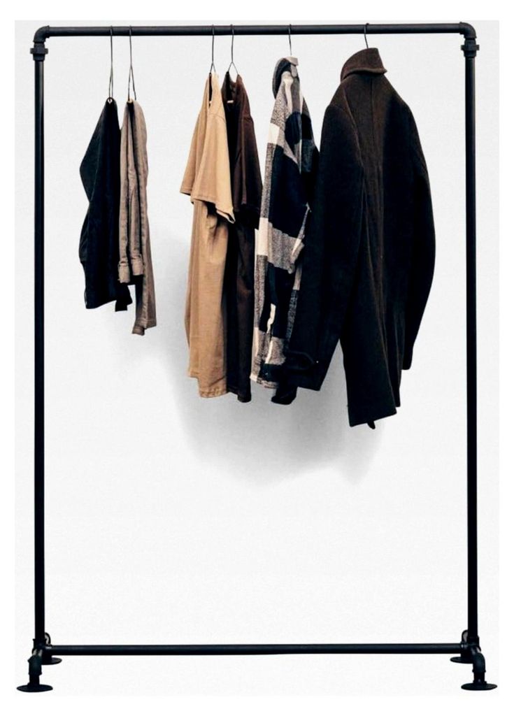 Kleiderständer im industriellen Design freistehend Schwarz begehbarer Kleiderschrank Kleiderstange Garderobe H:114 cm x B:106 cm