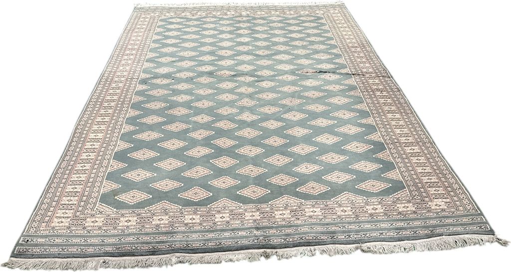 Teppich HANDGEKNÜPFT SHALIMAR PENTAG SEHR FEIN | Farbe: Grün; Größe: 170x250 cm | strapazierfähig und leicht zu reinigen | Wohnzimmer | Schlaf...