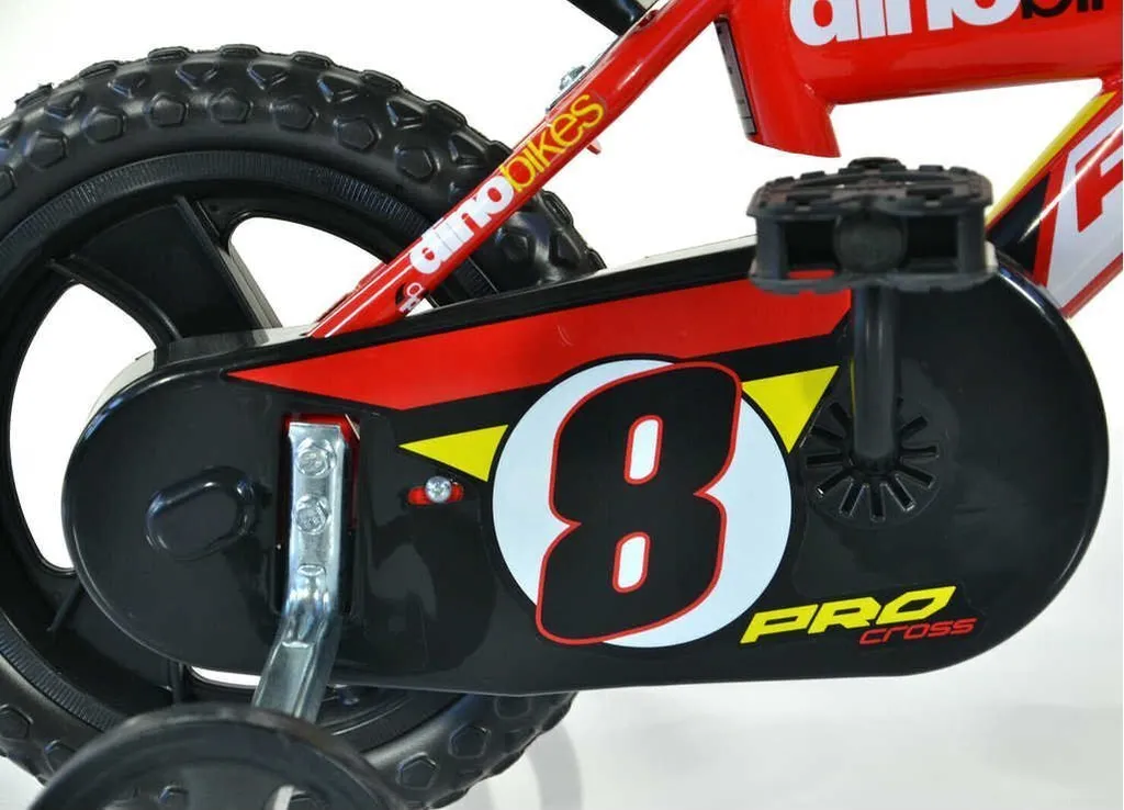 Vélo 12 pouces garçon Dino Pro Cross Rouge/Noir avec roues stabilisatrices - 16