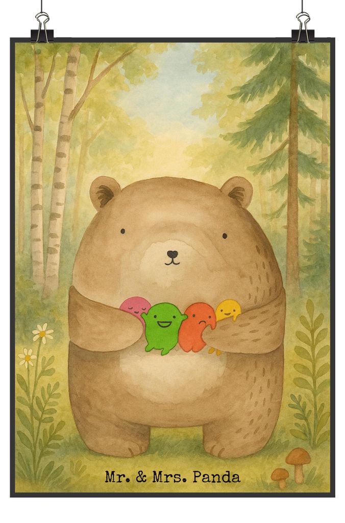 Mr. & Mrs. Panda Bild Bär Gefühl Design DIN A3 - Weiß - Geschenk, Durchgedreht, Teddy, wanddeko, Verrückt, drucke, Wandbild, Wahnsinn, Kunstdru...