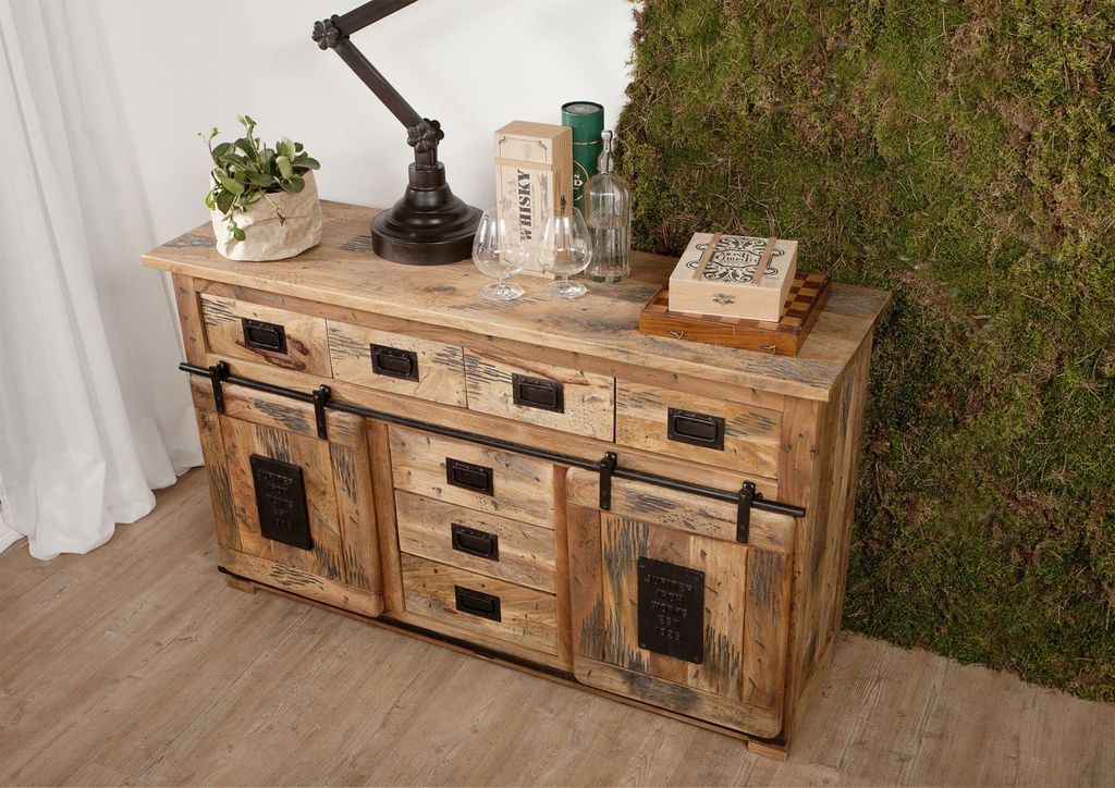MASSIVMOEBEL24 Sideboard Mango 150x45x90 natur lackiert Produktbild 