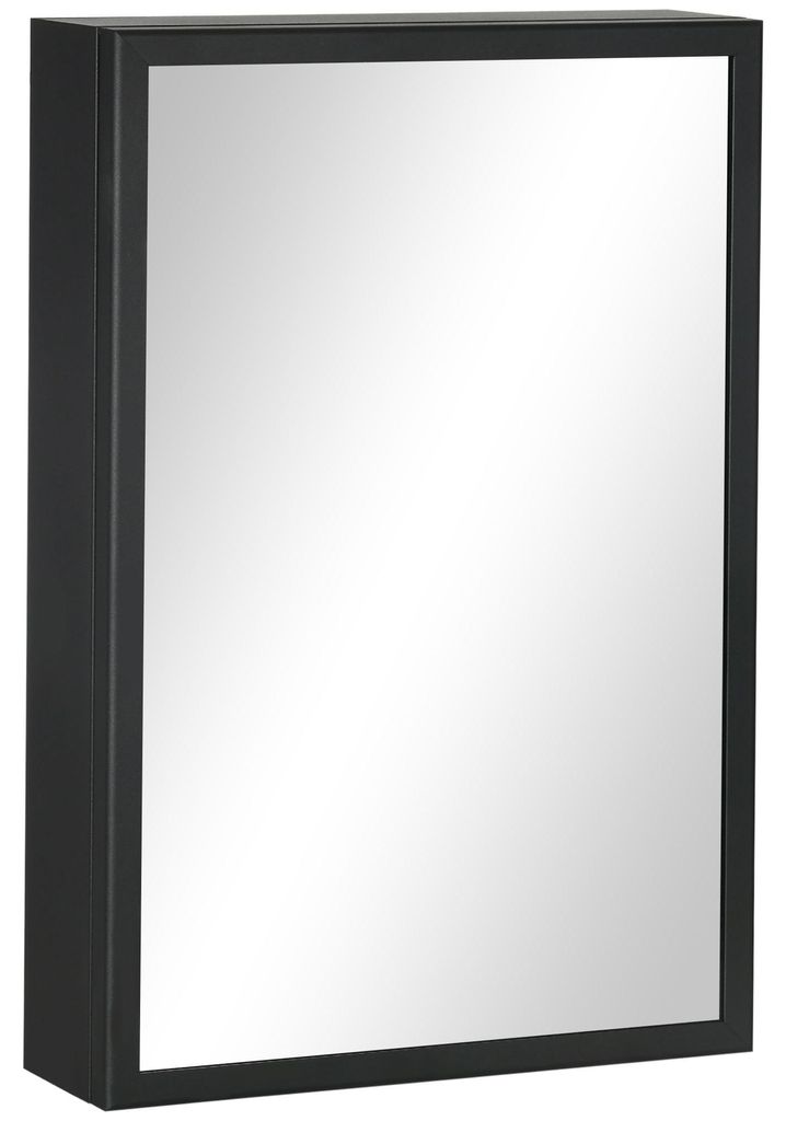 Spiegelschrank. Badschrank. 3 Regalf?cher. Edelstahl. 40x12x60cm. Schwarz