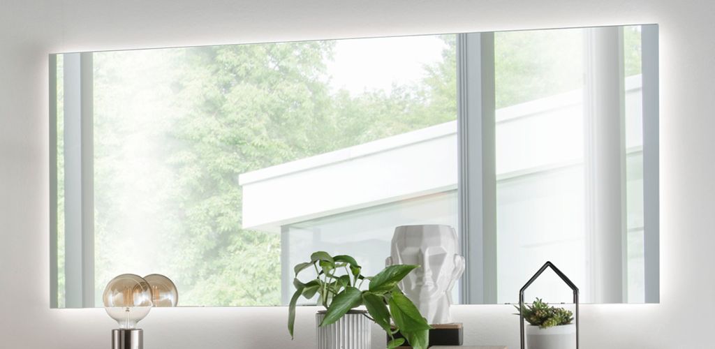 Garderobenspiegel Eiche massiv geölt SALACH-64, inkl. Beleuchtung, B/H/T: ca. 150/66/4 cm